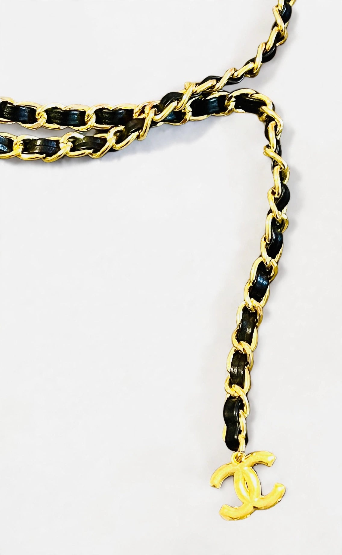 Chanel Gold Chain Braided Logo Belt -  Interlocking Adjustable Chanel Wrap Waist Body Chain