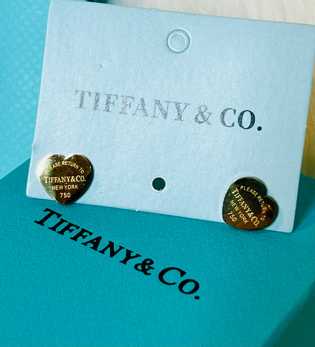 Tiffany & Co. Iconic Please Return to Tiffany Gold Heart Stud Earrings