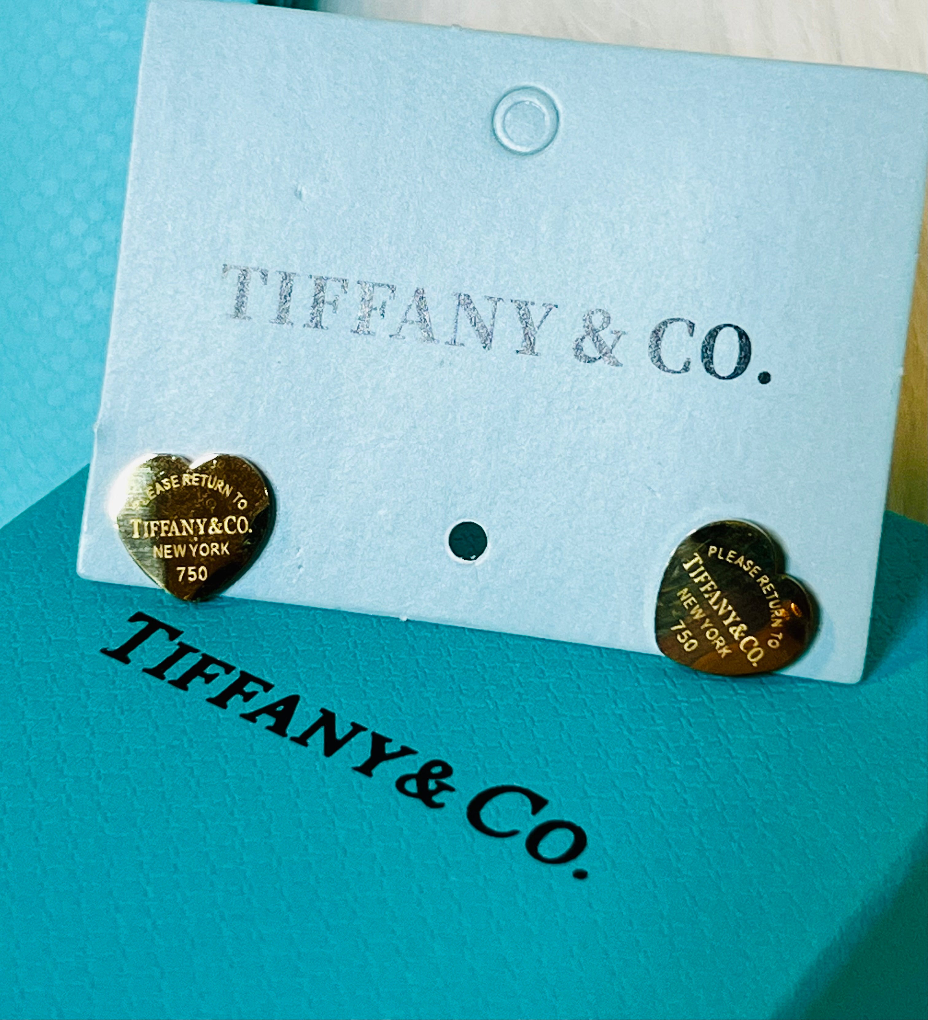 Tiffany & Co. Iconic Please Return to Tiffany Gold Heart Stud Earrings