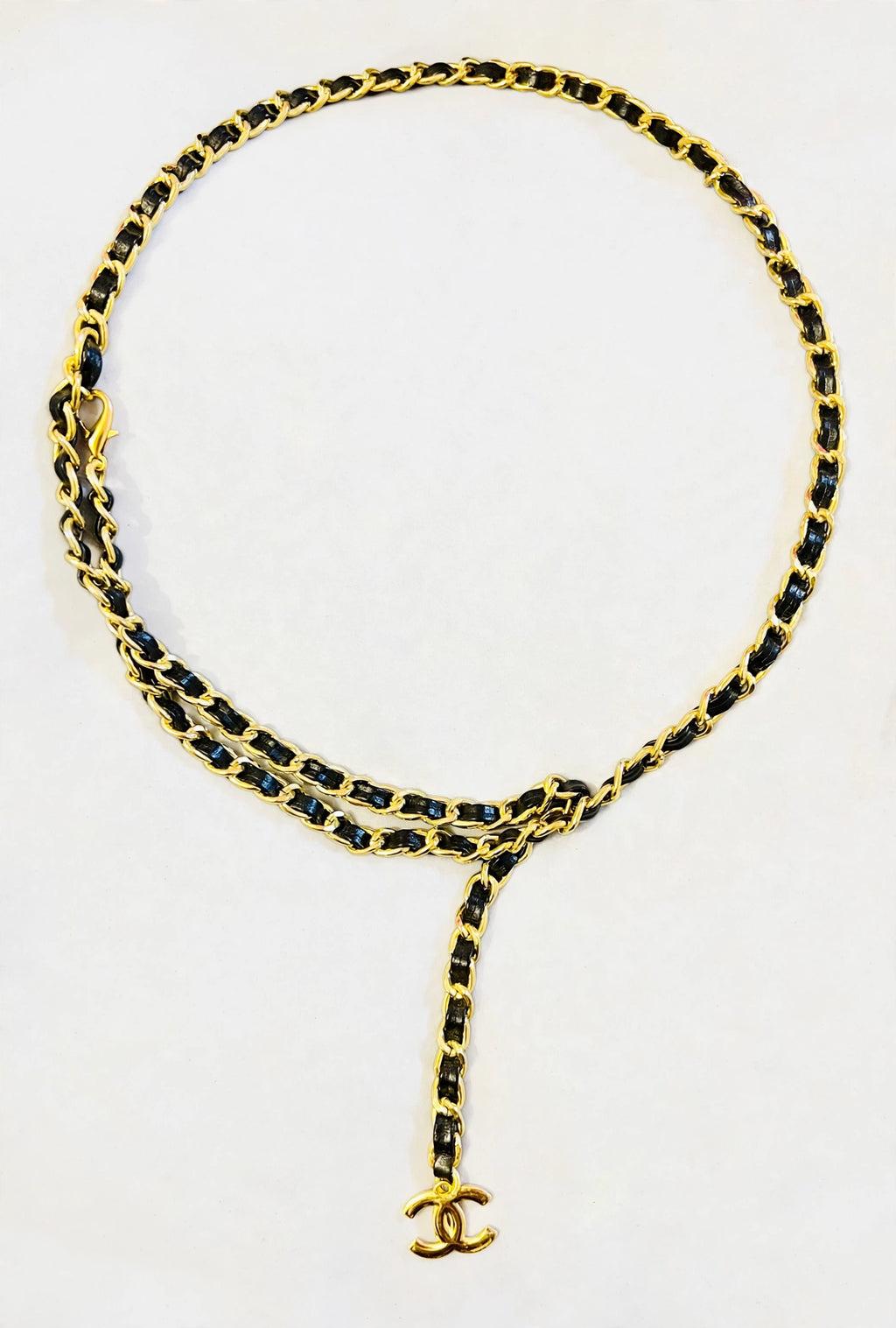 Chanel Gold Chain Braided Logo Belt -  Interlocking Adjustable Chanel Wrap Waist Body Chain