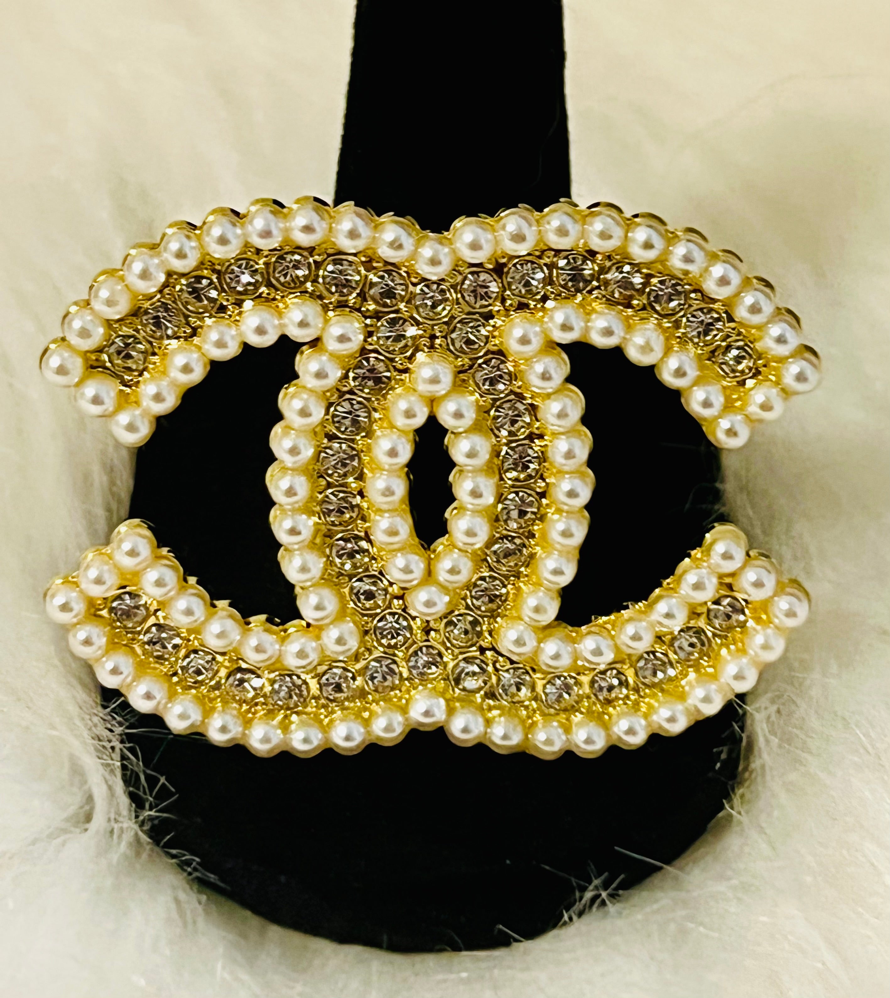 CHANEL Gold with Pearl & Rhinestone Accent Brooch