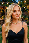 CHANEL Style Gold CC Pearl Crystal Baguette Choker Necklace / 2022 Collection Tennis Choker