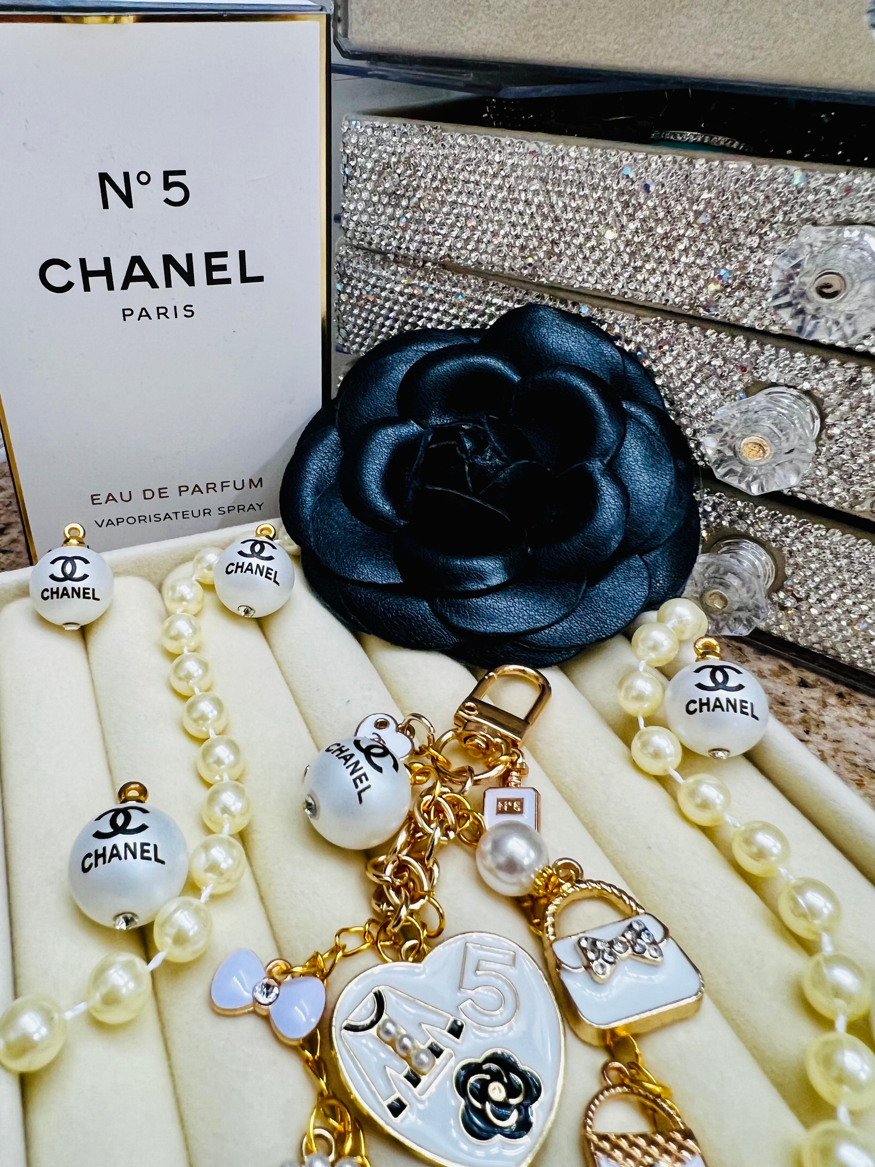 Chanel Gold & White Keychain