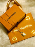 LV Luxury Designer Gold with Rhinestone Lock Pendant Necklace