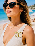 CHANEL Iconic Logo Gold with Pearl & Crystal Accent Brooch