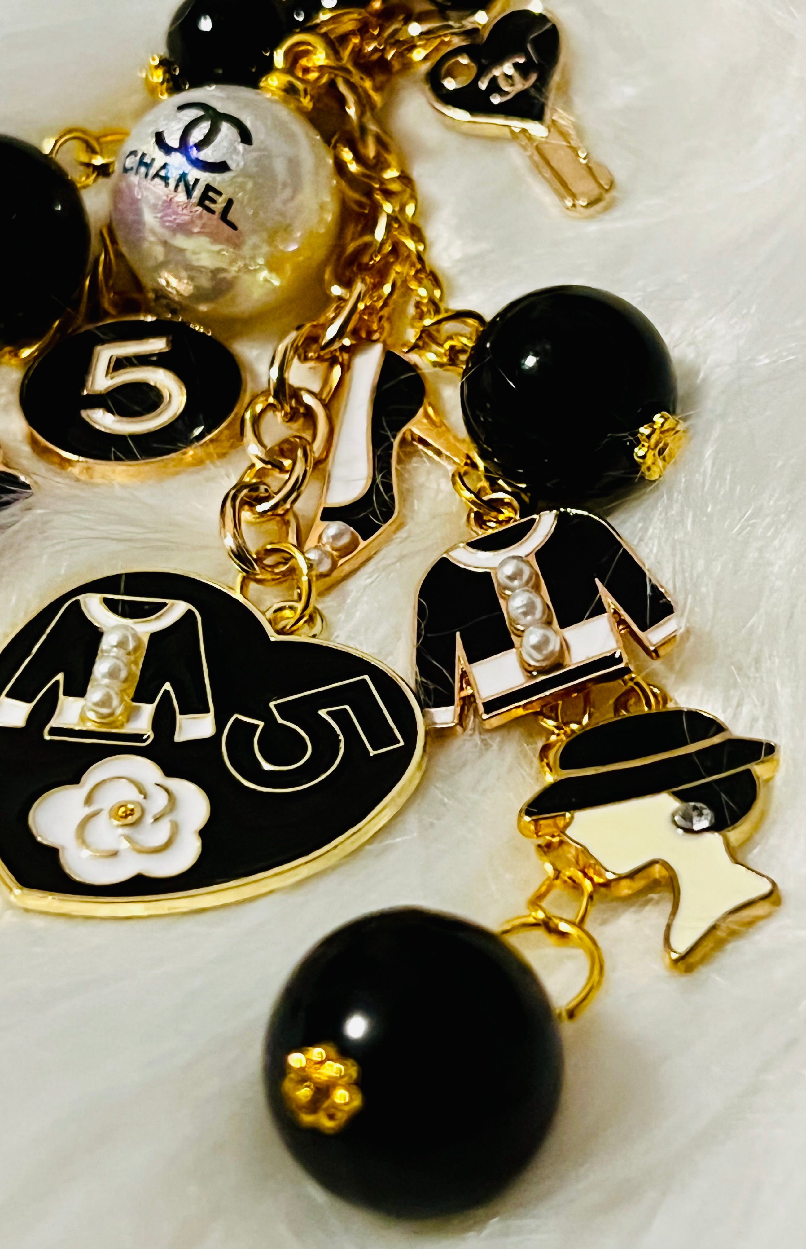CHANEL Gold & Black Keychain Bag Charm
