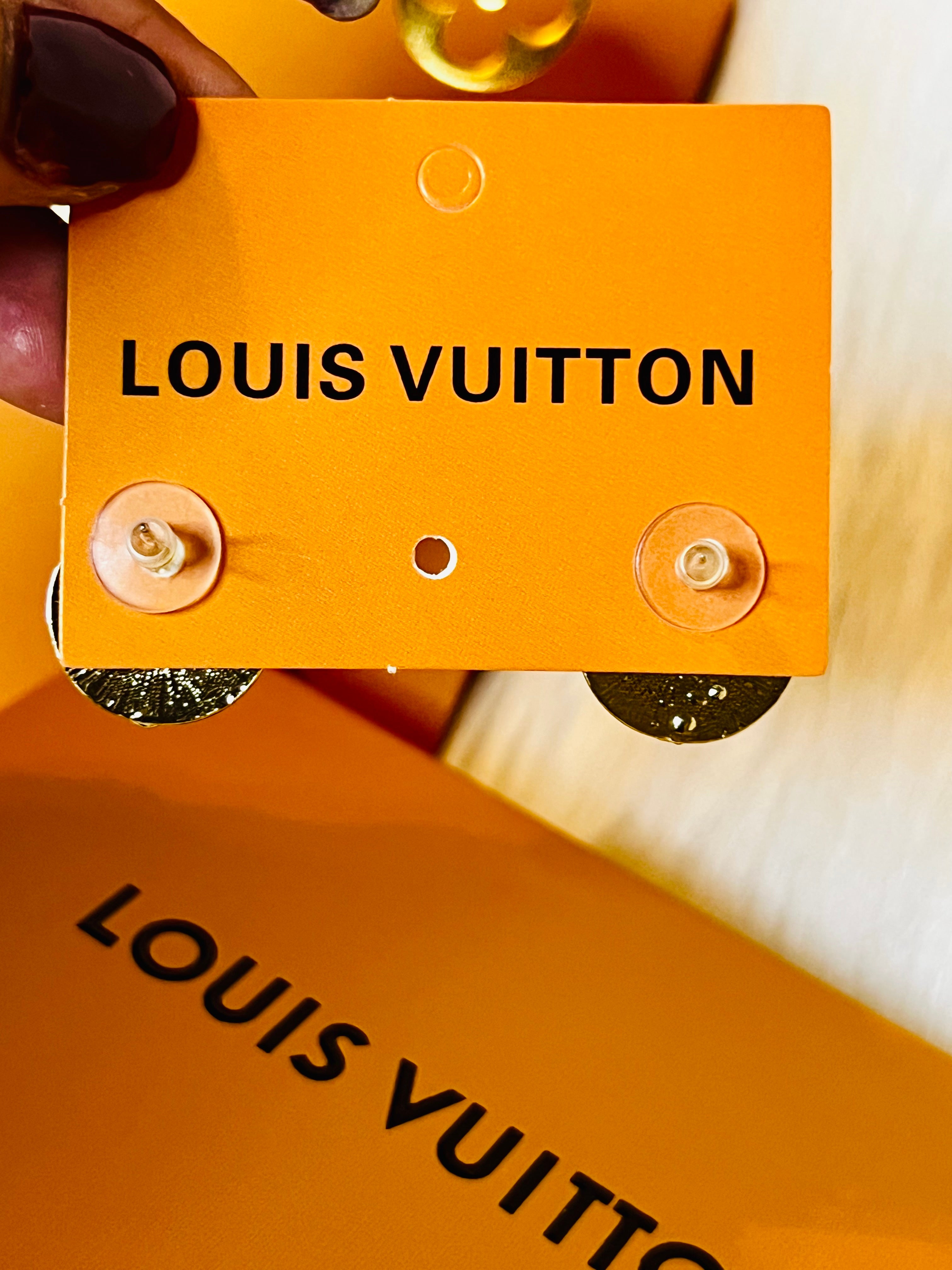 LV Iconic Logo Gold & Black Stud Earrings