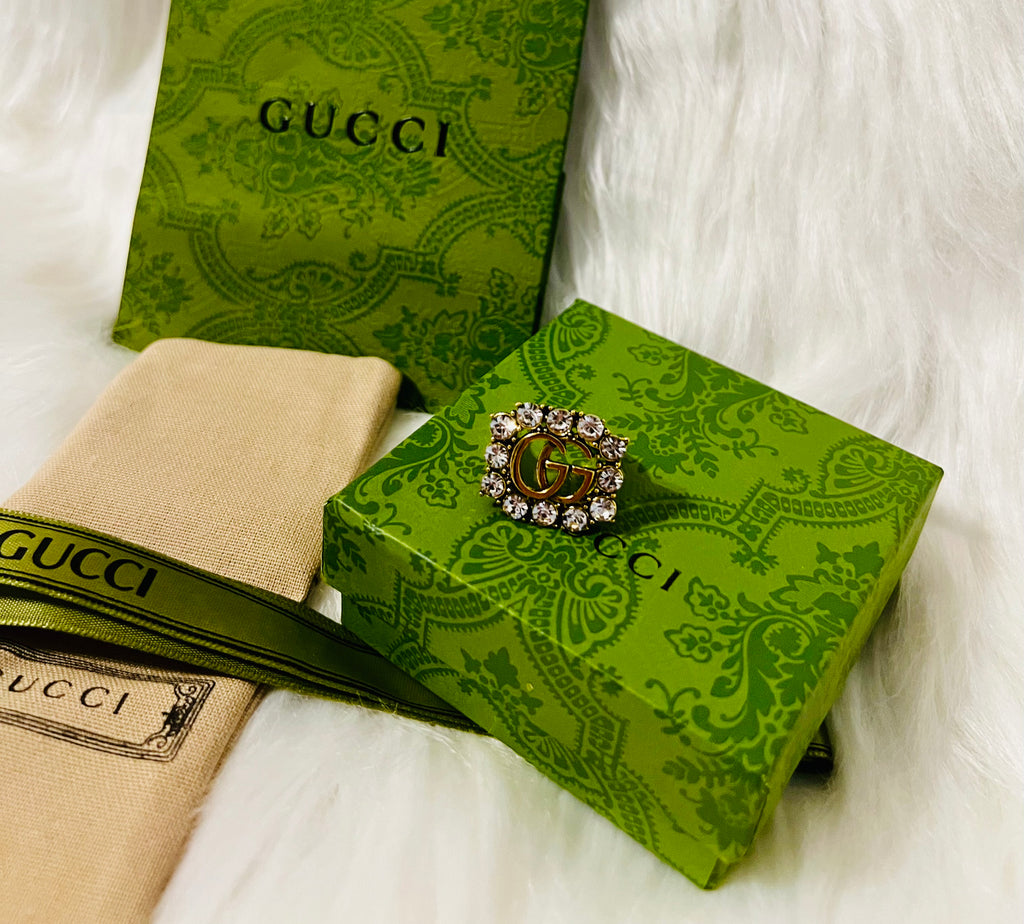Gucci Gold Ring with Crystal Accents