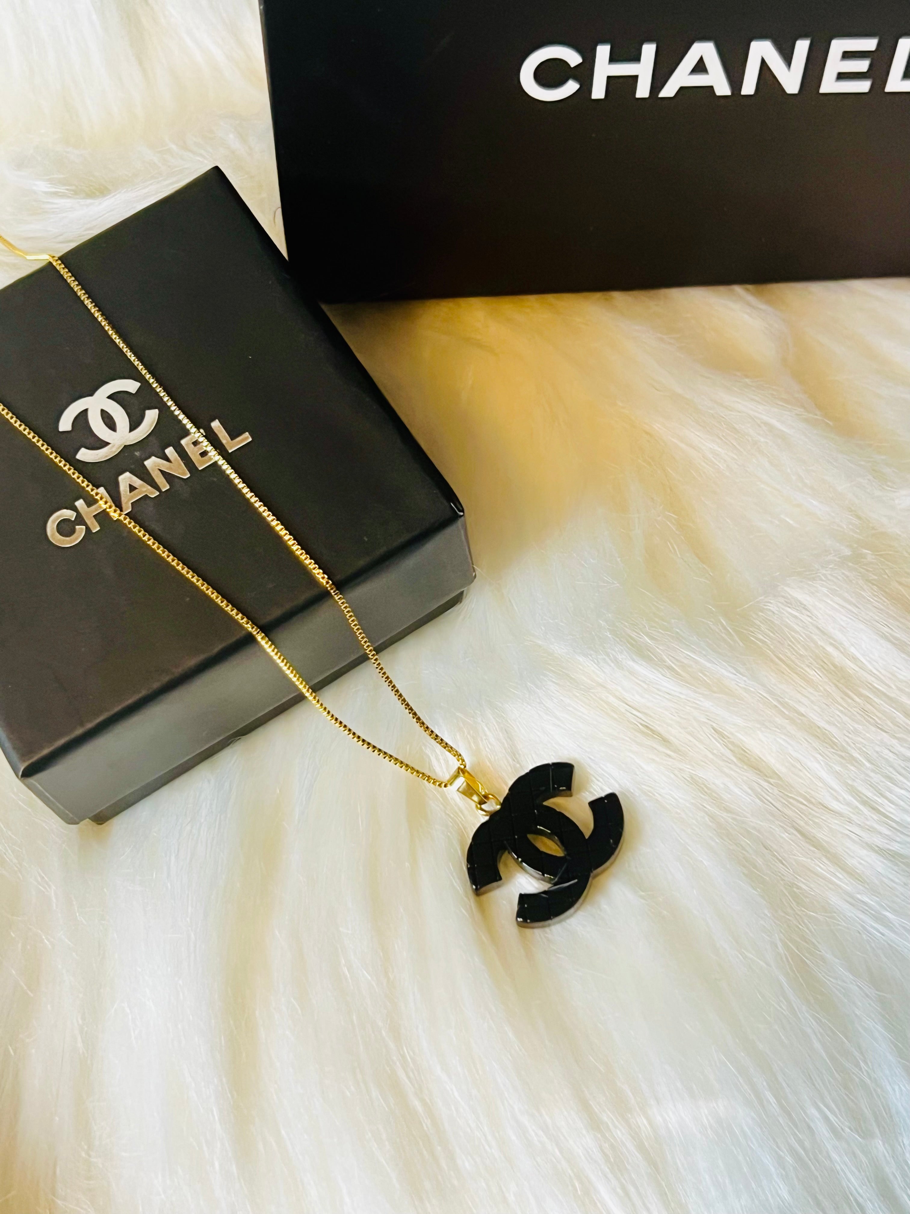 CHANEL Iconic Black Pendant Necklace