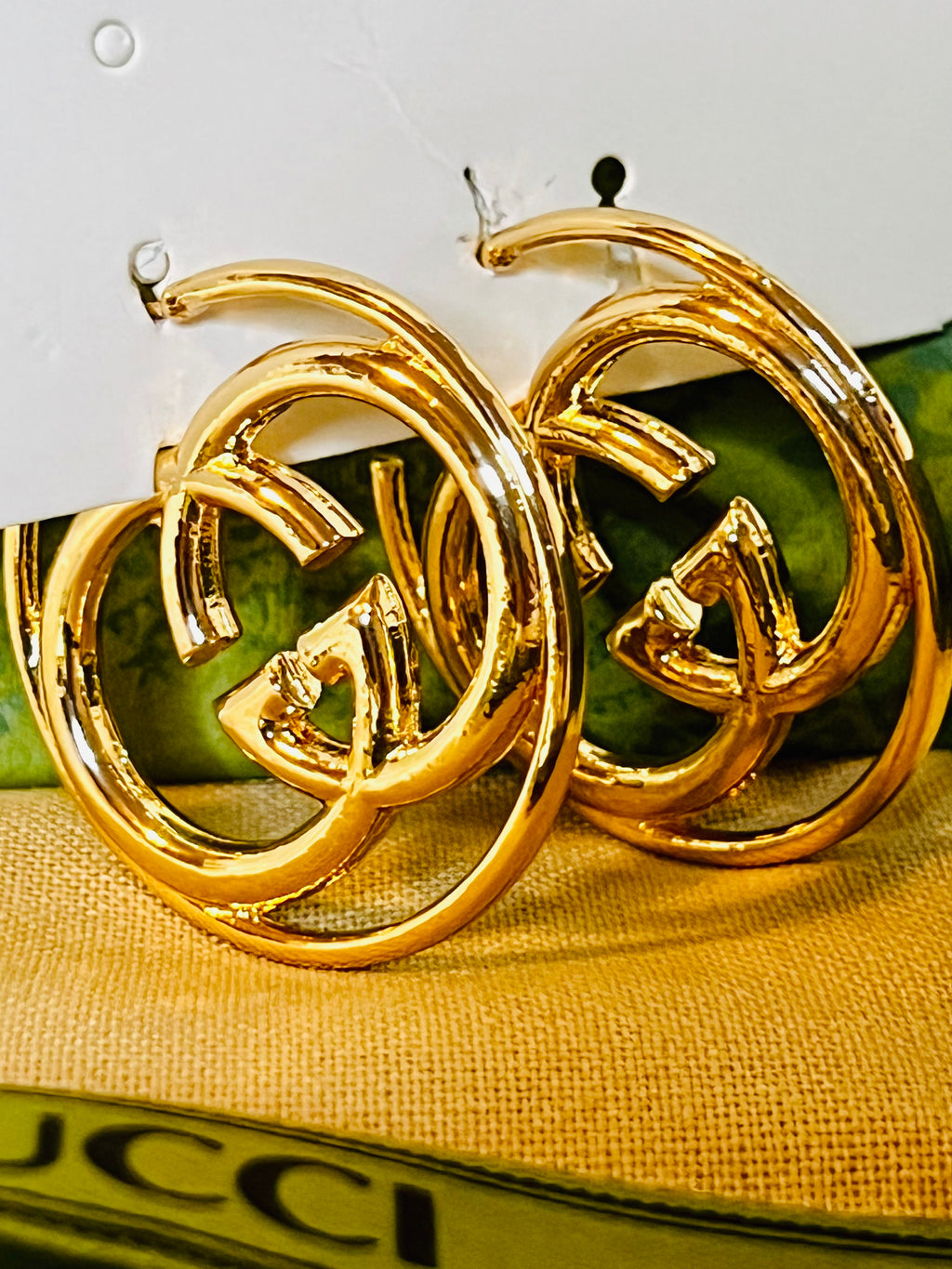 Gucci Iconic Logo Gold Hoop Earrings