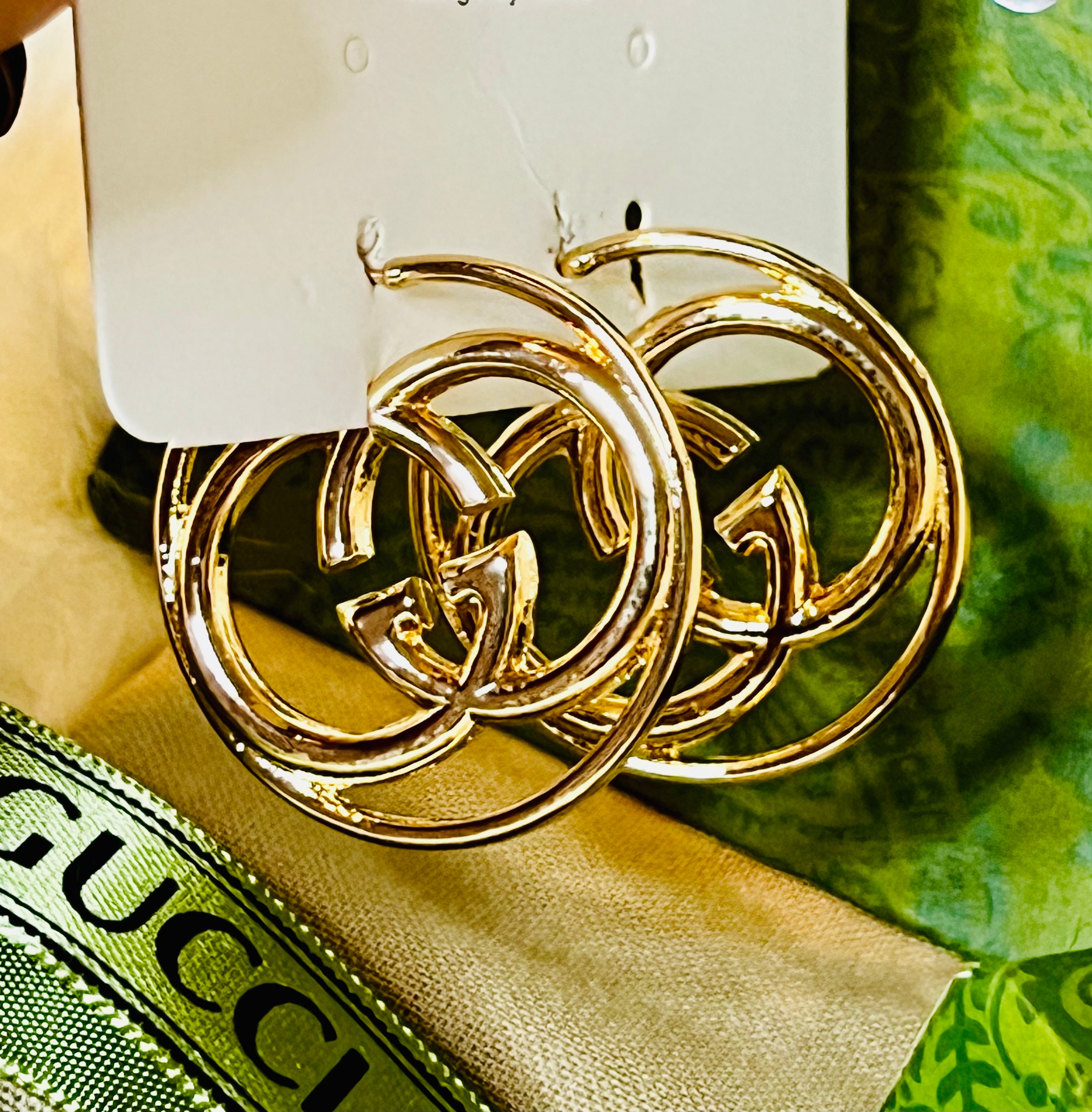 Gucci Iconic Logo Gold Hoop Earrings