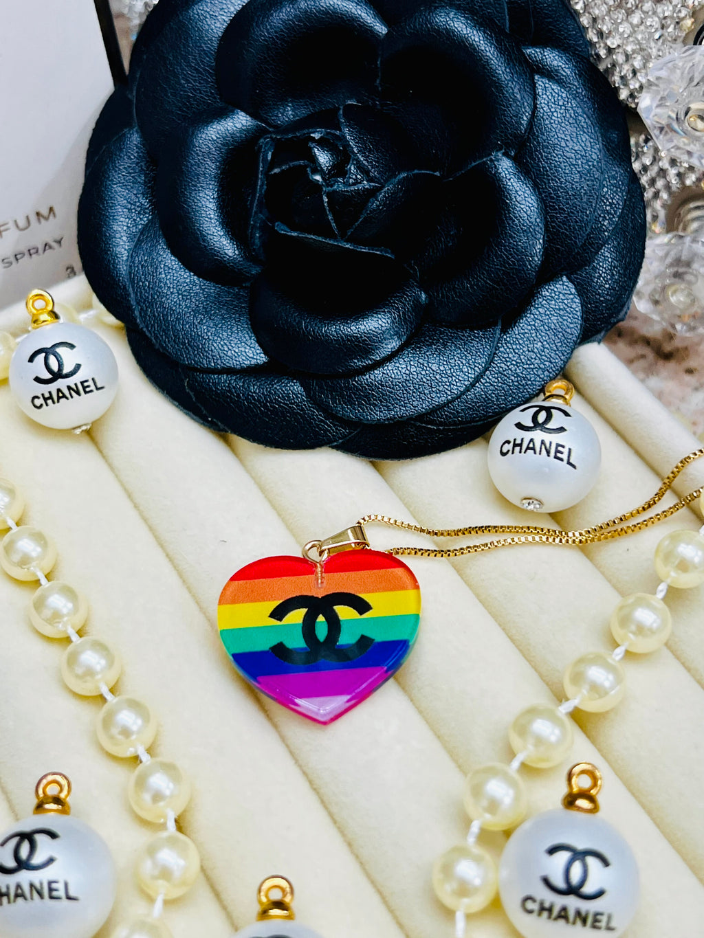 CHANEL Rainbow Heart Pendant Necklace