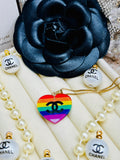 CHANEL Rainbow Heart Pendant Necklace