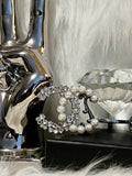 CHANEL Iconic Logo Silver with Pearl & Crystal Accent Brooch D