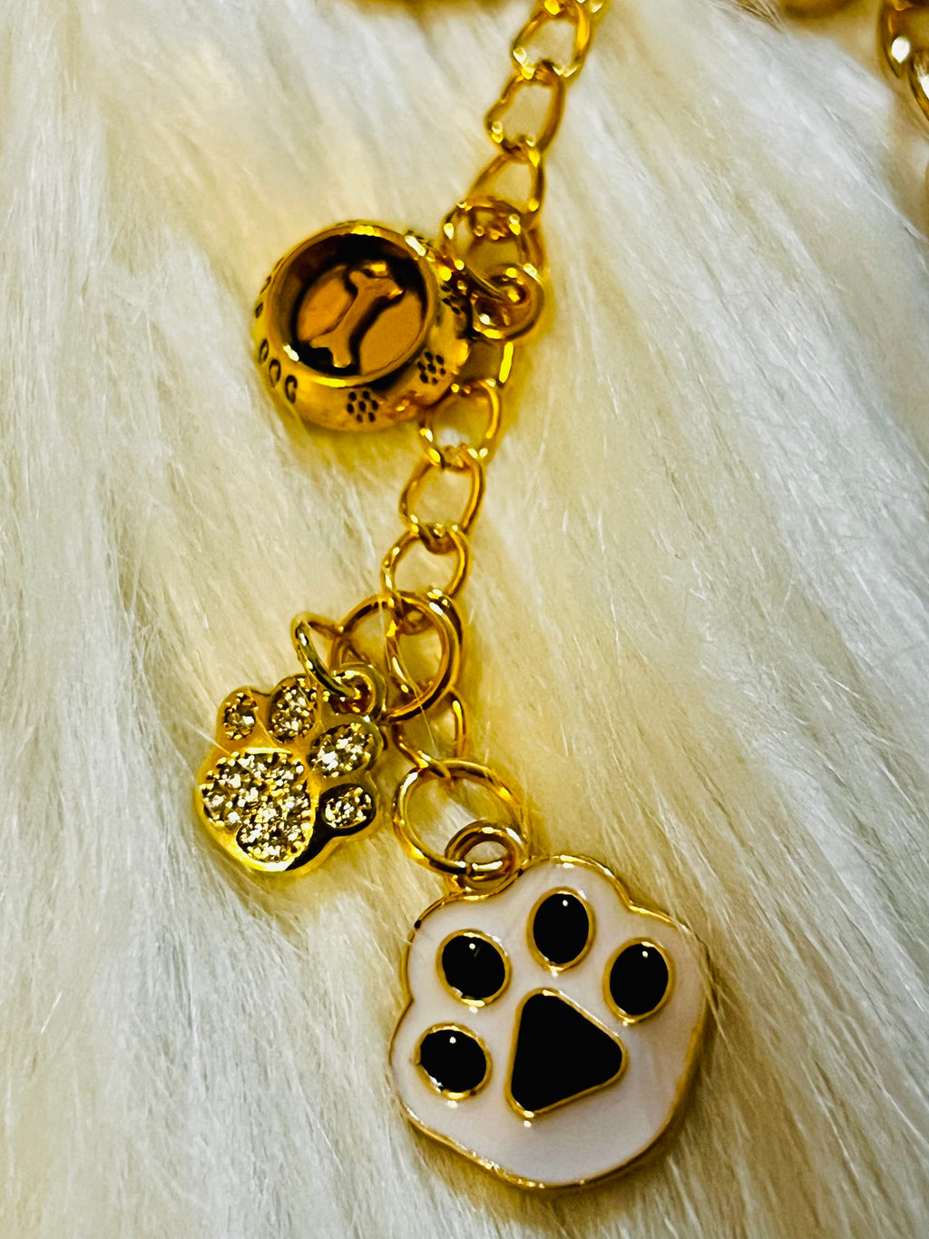 LV Black & Gold Paw Print Charm Keychain 🐾