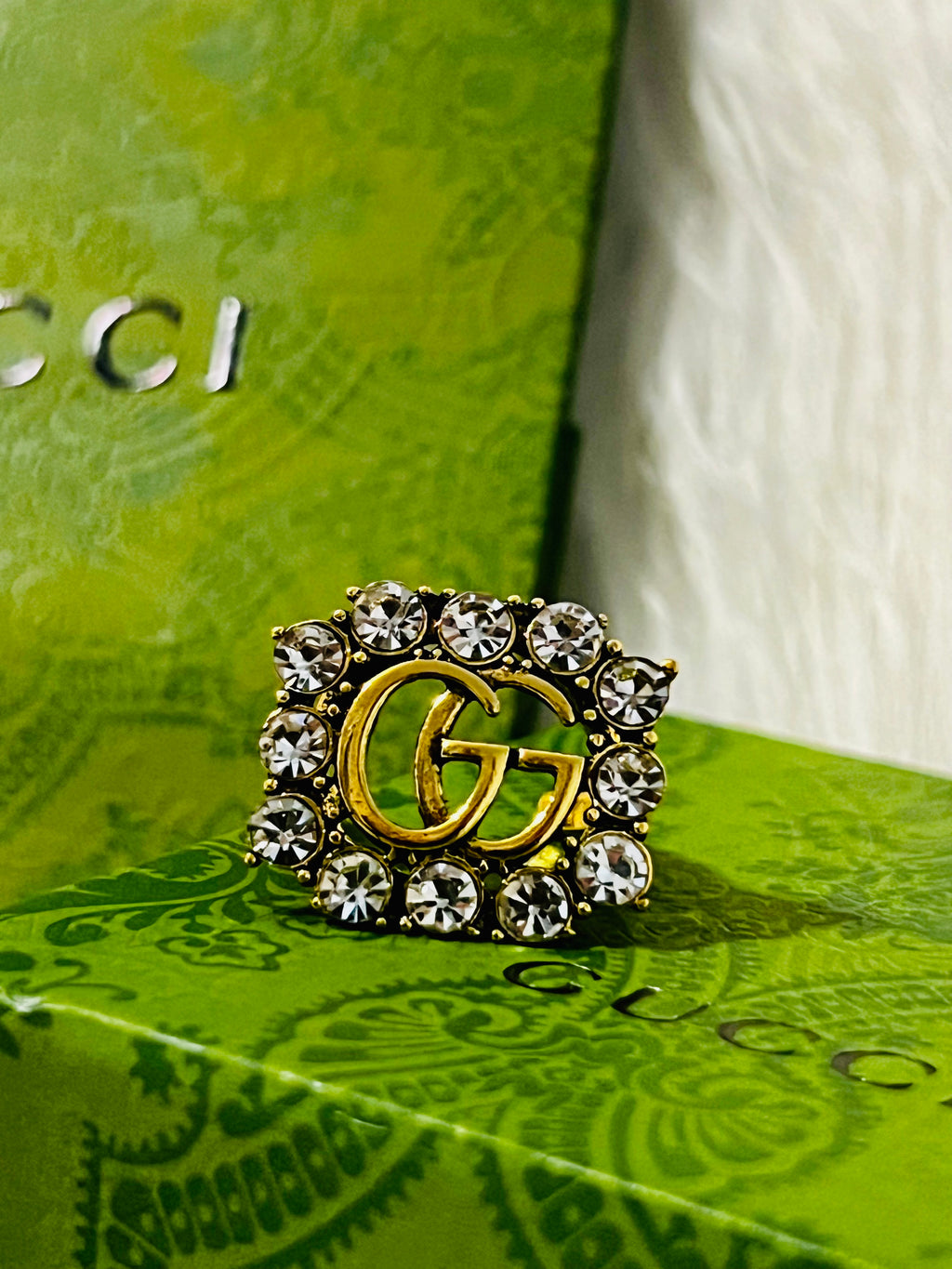 Gucci Gold Ring with Crystal Accents