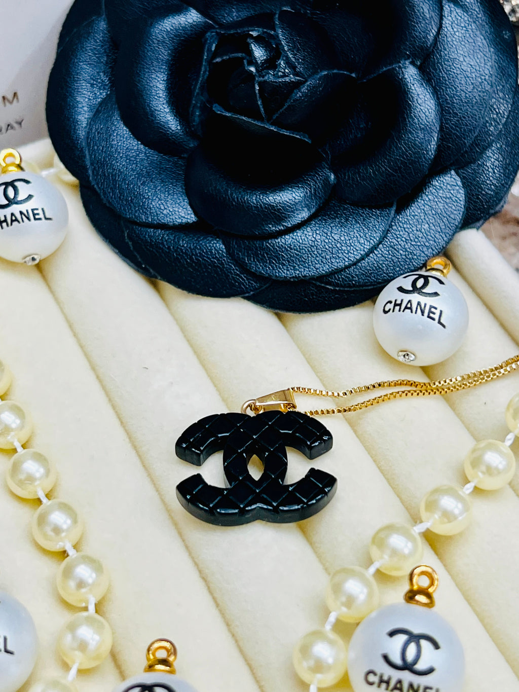 CHANEL Iconic Black Pendant Necklace