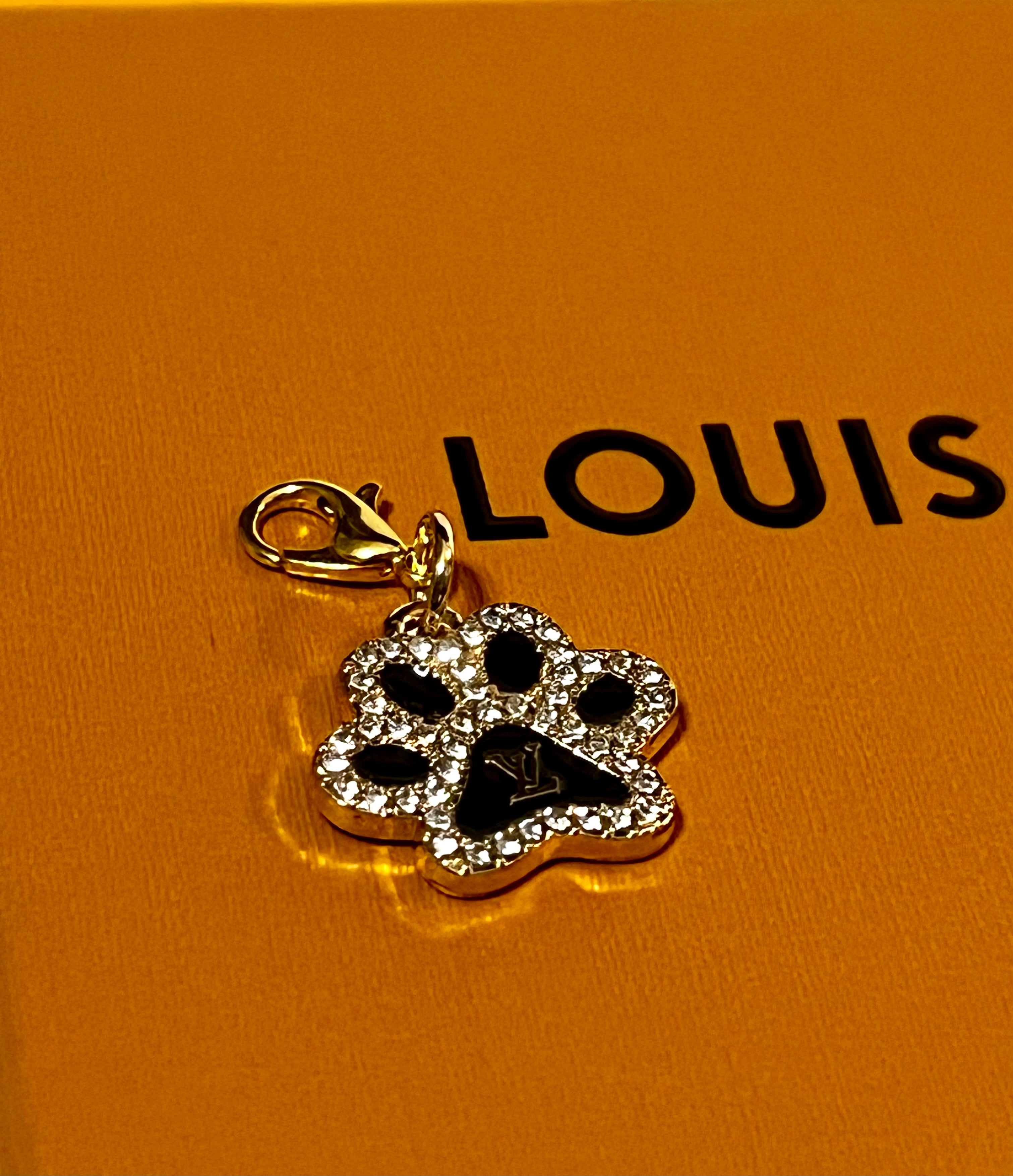 Louis Vuitton Paw Print Charm Gold & Black with Rhinestones