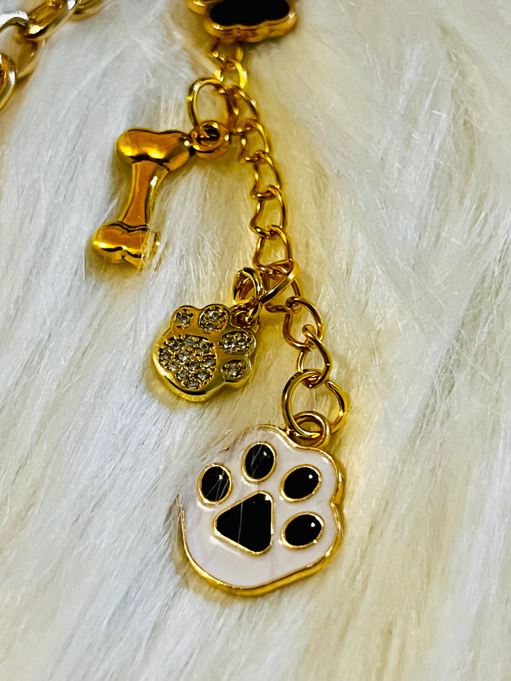 LV Black & Gold Paw Print Charm Keychain 🐾