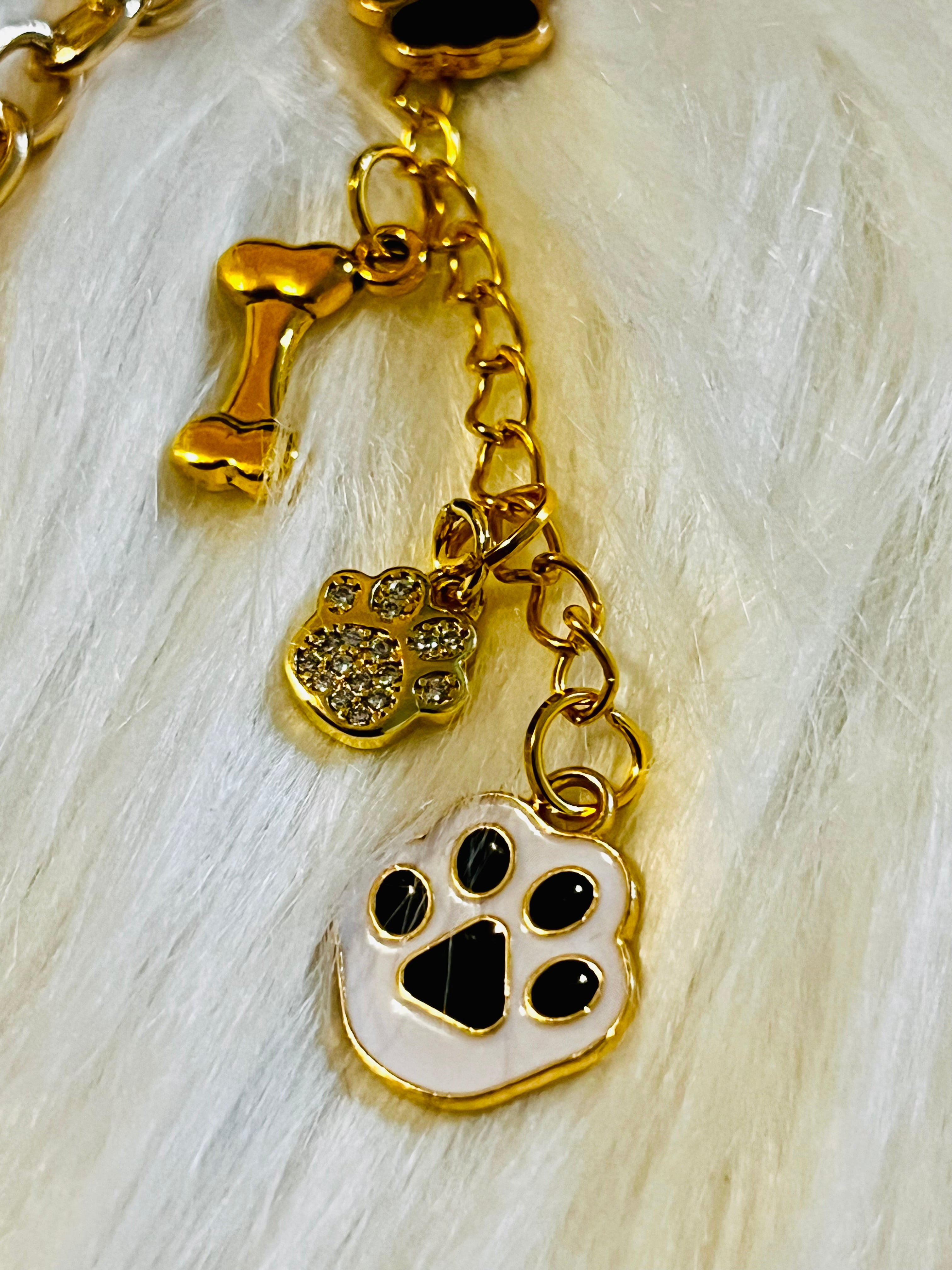LV Black & Gold Paw Print Charm Keychain 🐾
