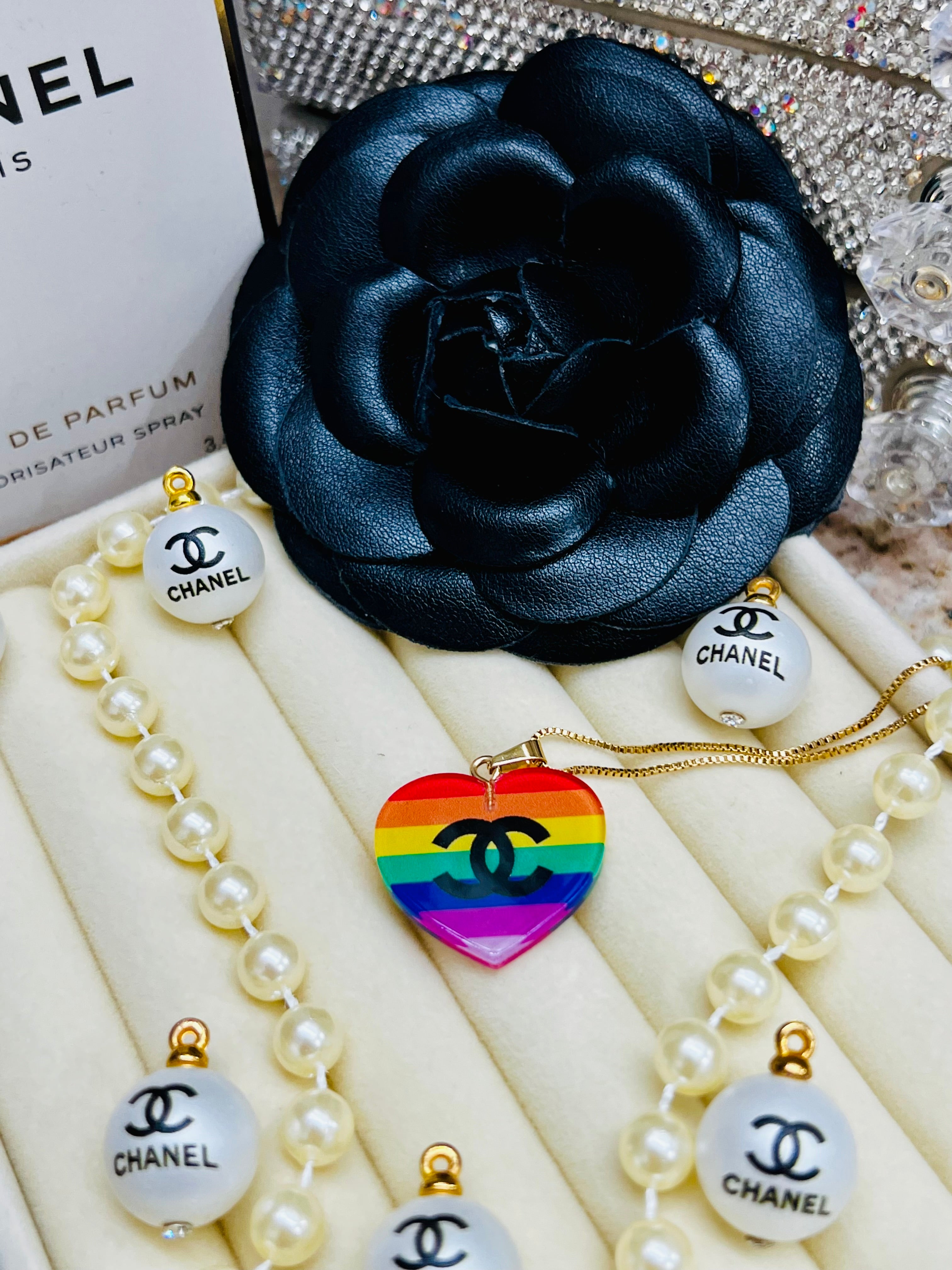 CHANEL Rainbow Heart Pendant Necklace