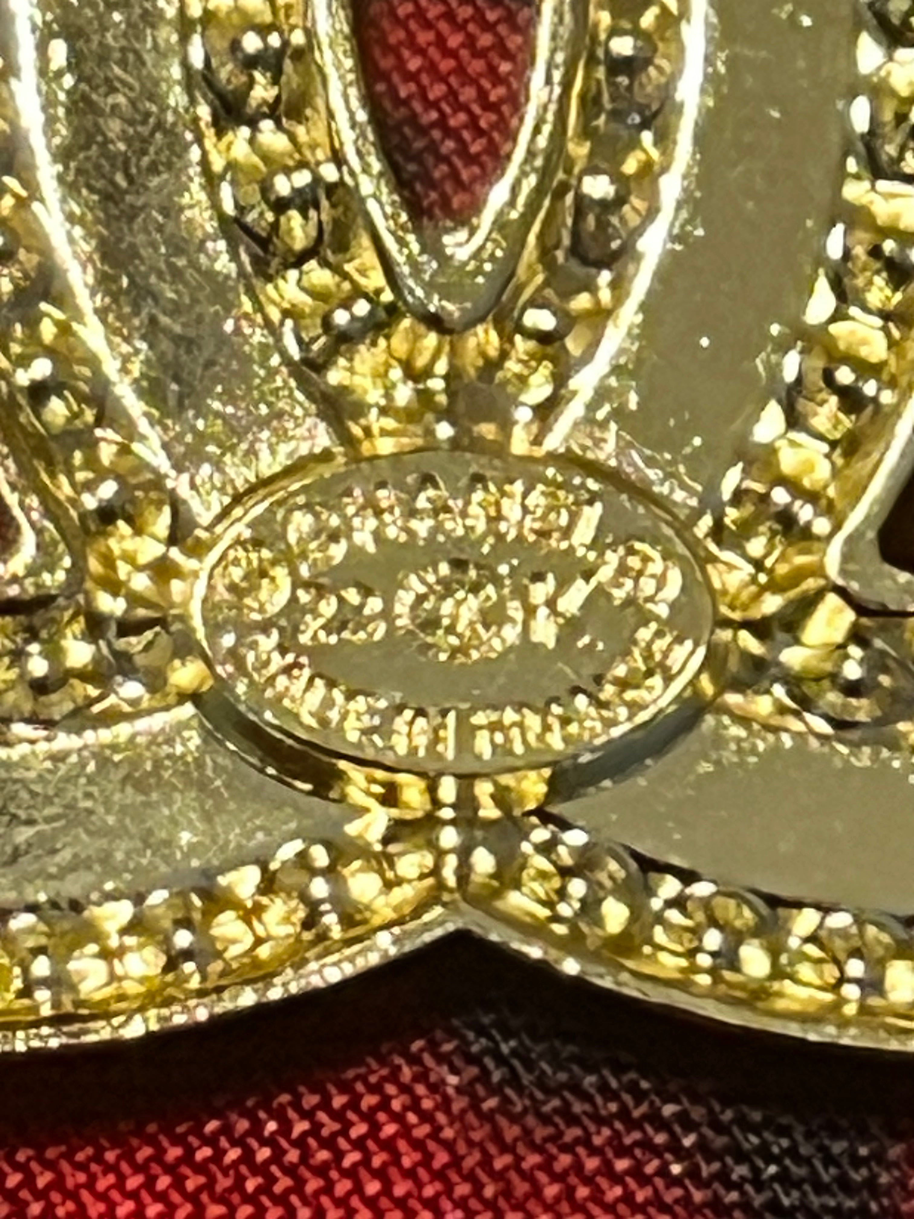 CHANEL Gold & Black Brooch with Stunning Crystal Accents L