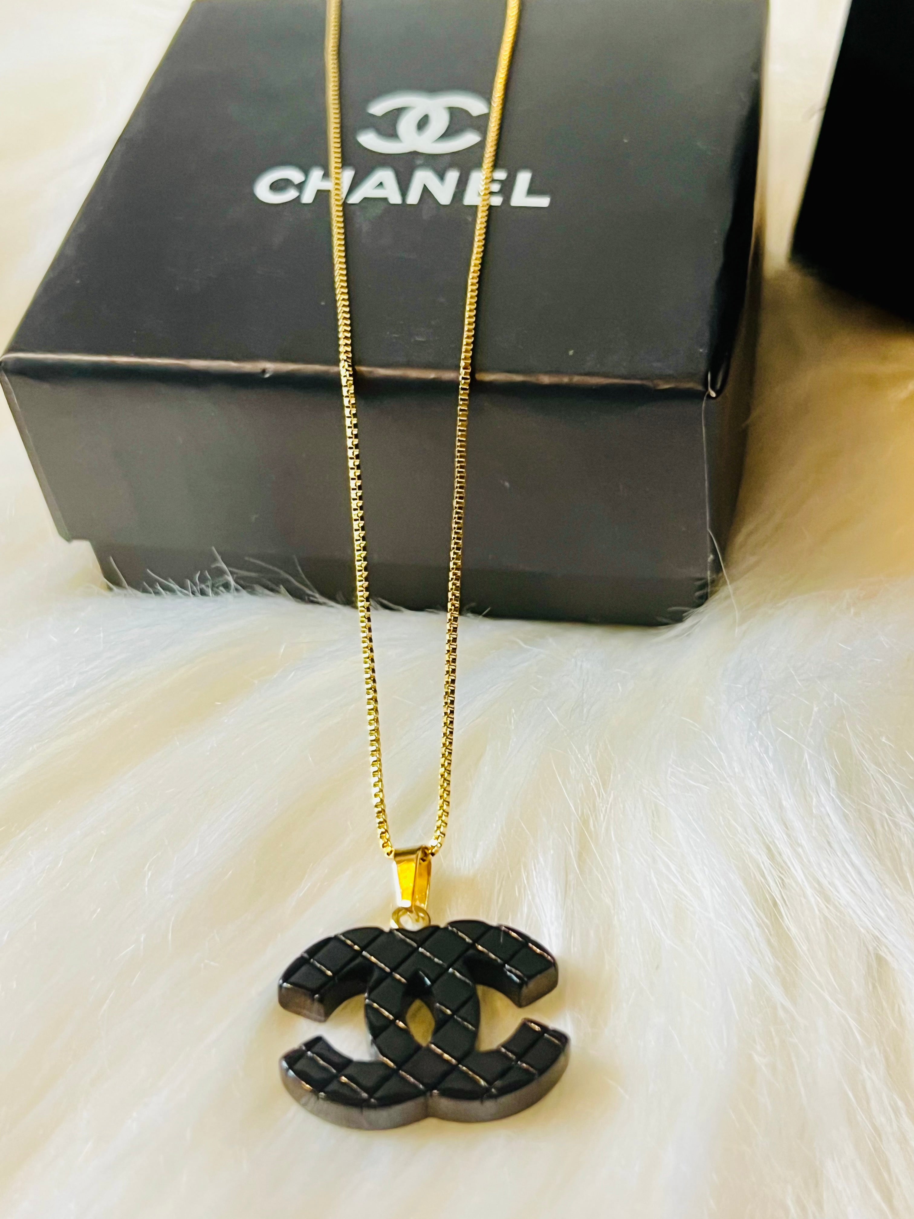 CHANEL Iconic Black Pendant Necklace
