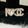I Love CHANEL Gold with Crystal & Rhinestone Brooch