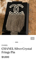 Chanel Gold Crystal Chain Fringe Brooch