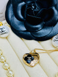 Luxury Brand Designer Gold & Black Heart Pendant Necklace