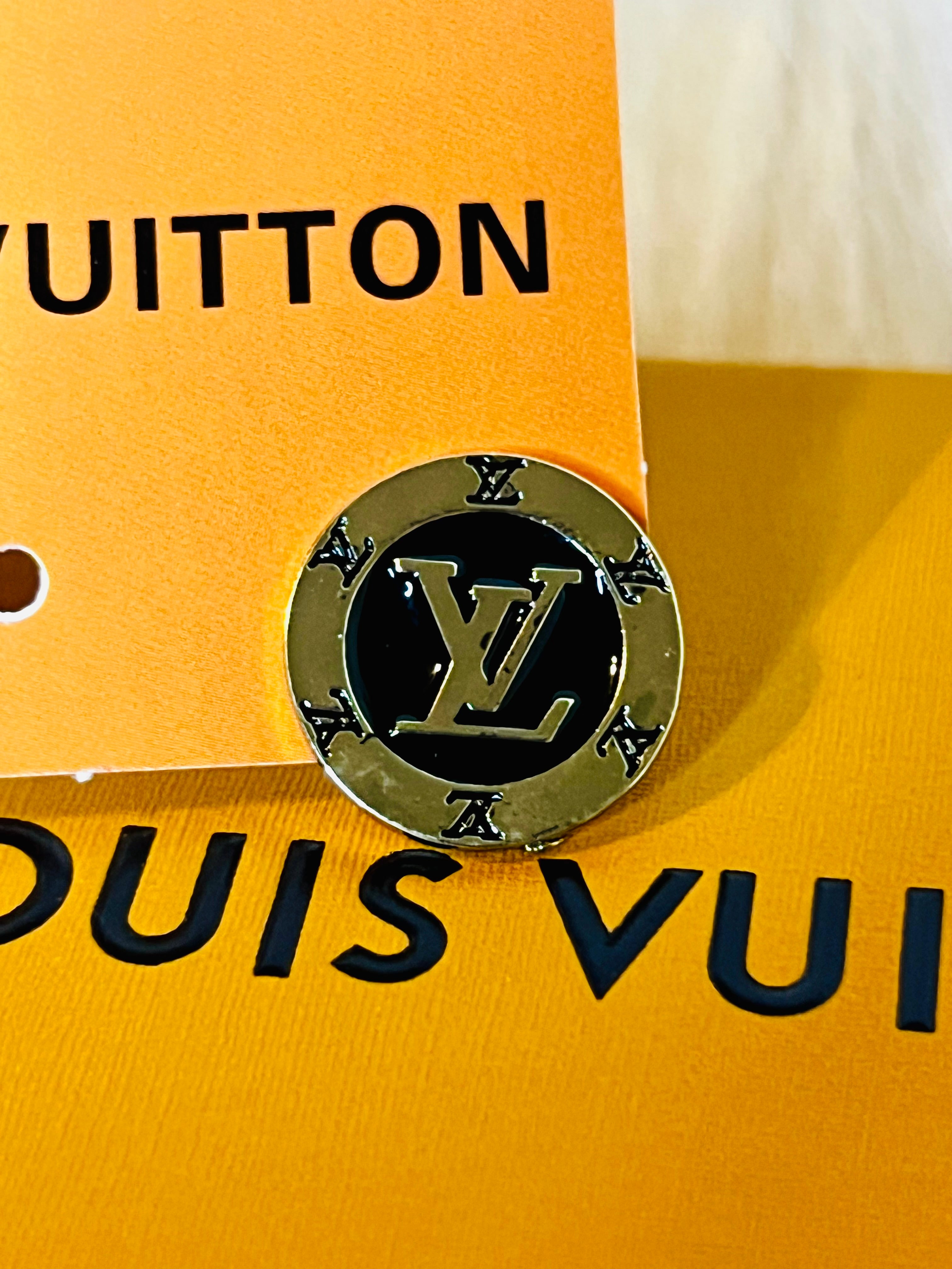 LV Iconic Logo Gold & Black Stud Earrings
