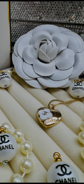 Chanel Gold & White Heart Pendant Necklace