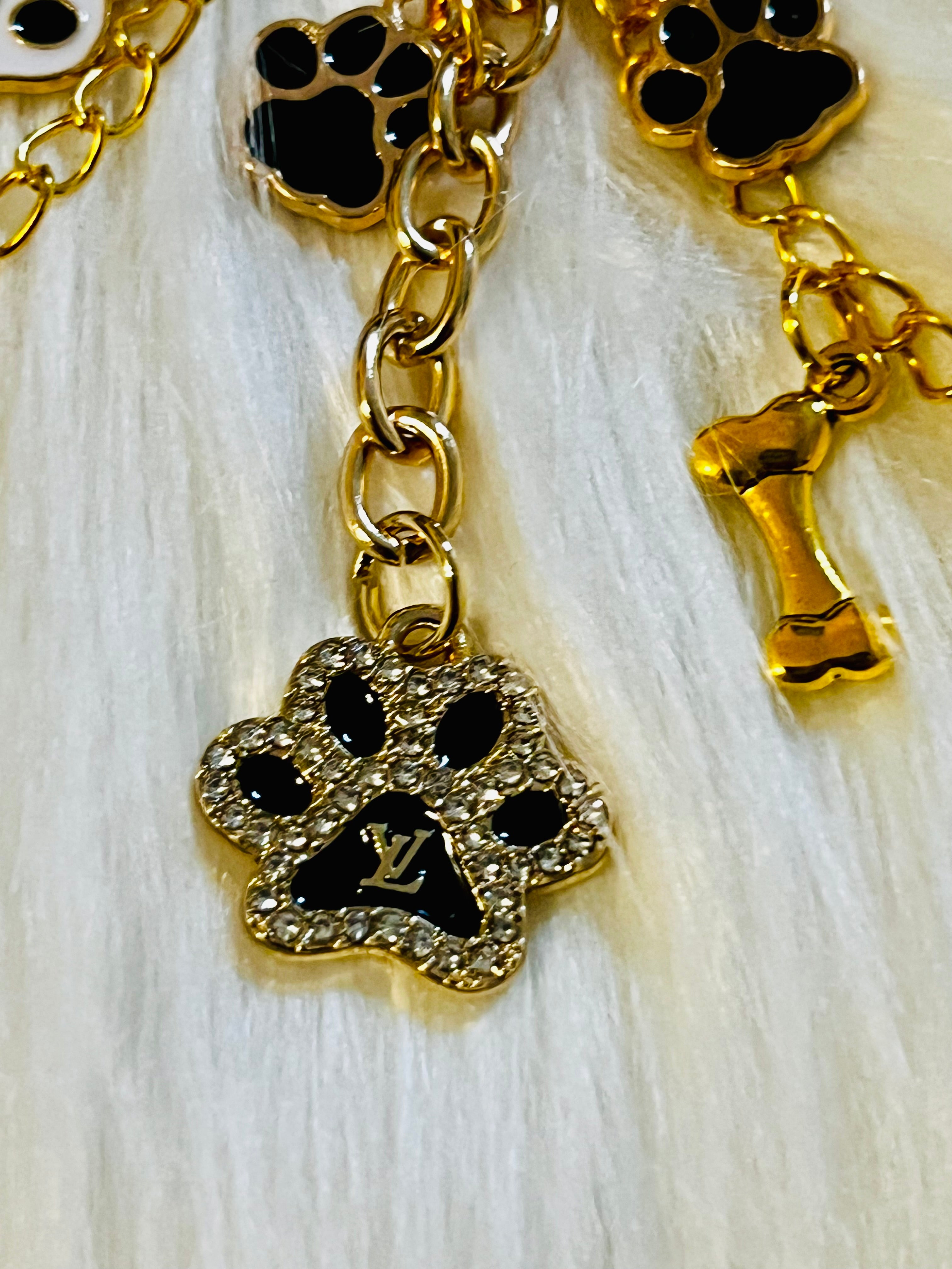 LV Black & Gold Paw Print Charm Keychain 🐾