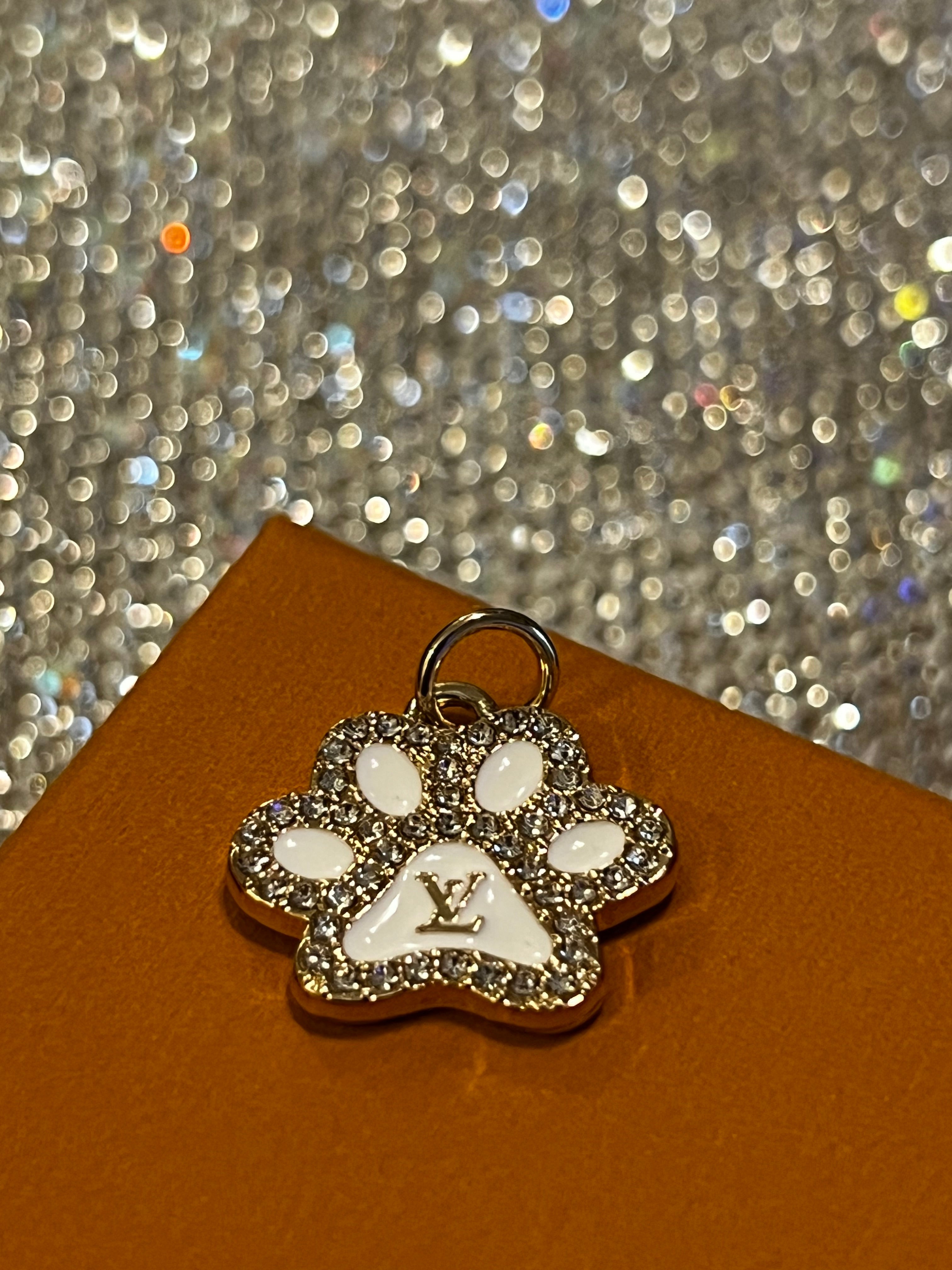 Paw Print Charm Louis Vuitton White with Rhinestone Accents