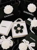 CHANEL Iconic Flower Brooch Silver & Black F