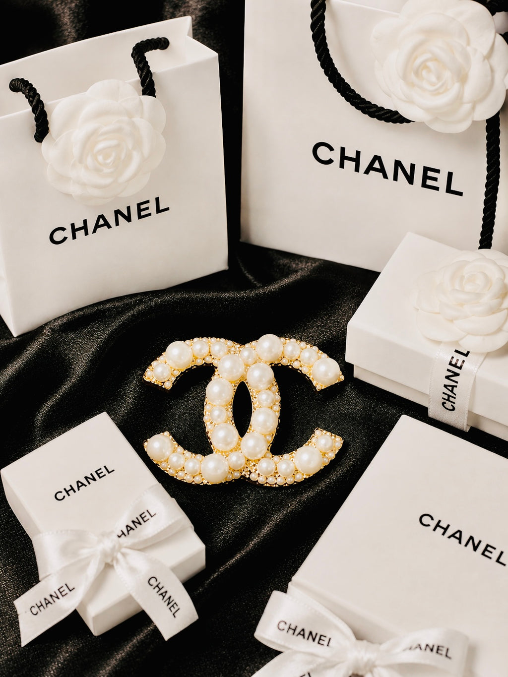 CHANEL Gold with Pearl Accent Brooch