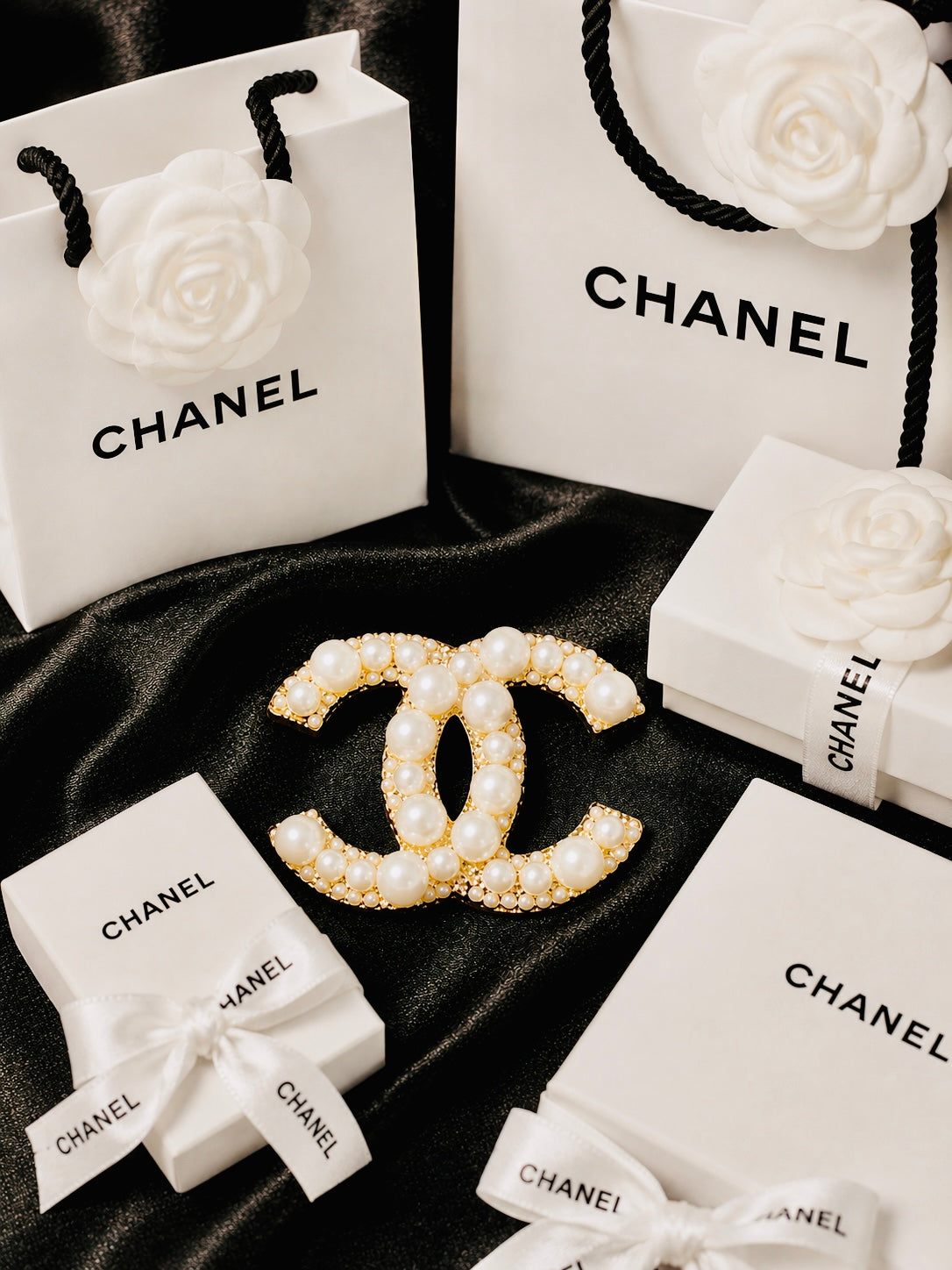 CHANEL Gold with Pearl Accent Brooch