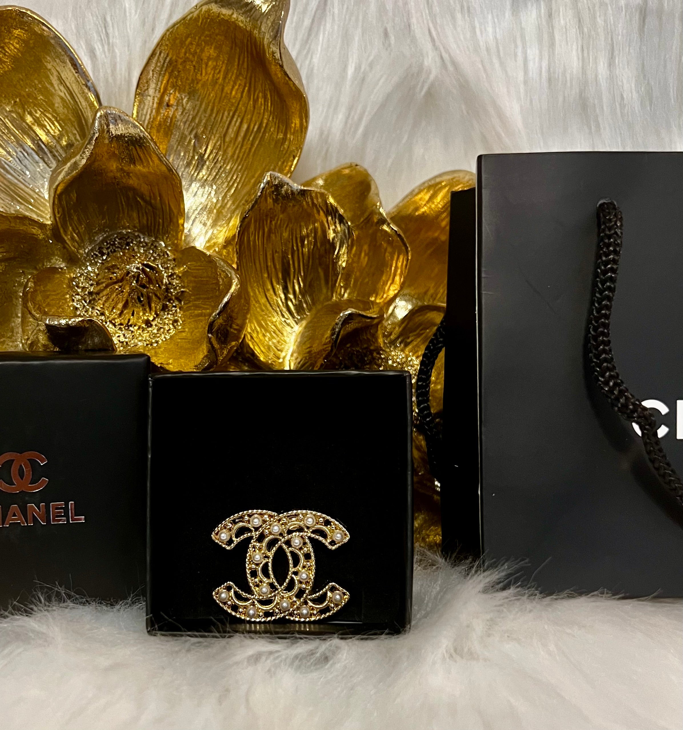 CHANEL Luxury Designer Logo Brooch C