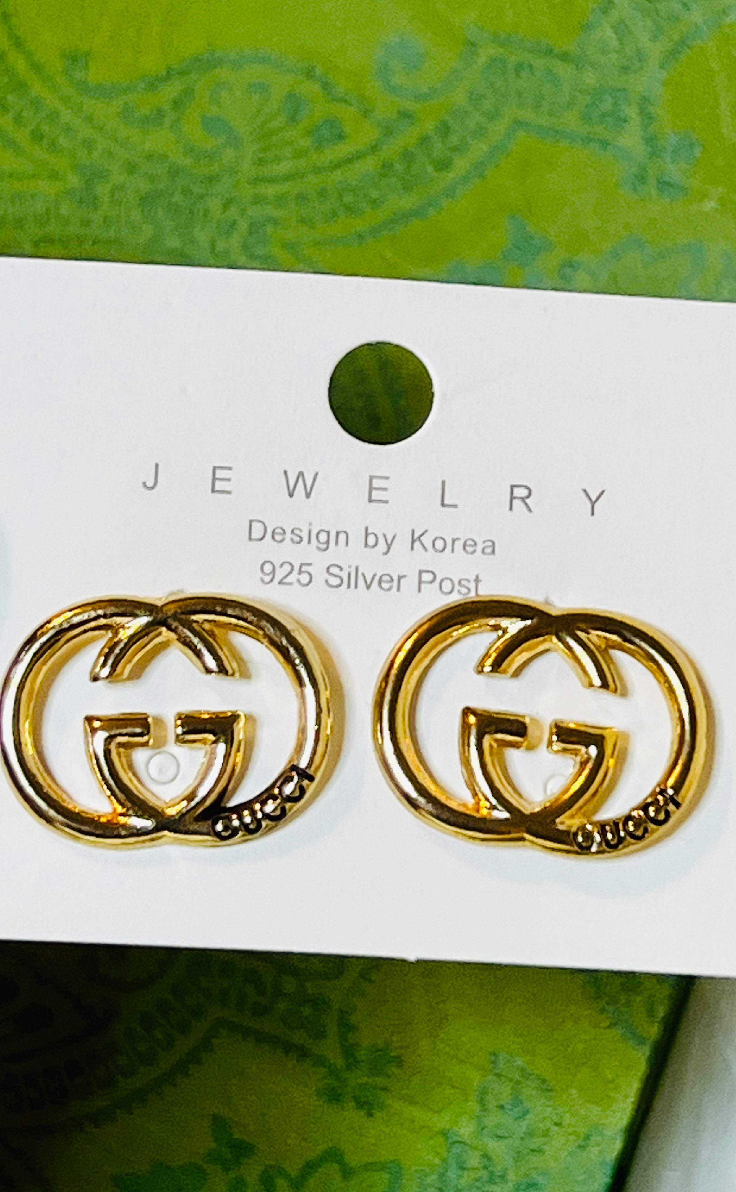 Gucci Iconic Logo Gold Stud Earrings