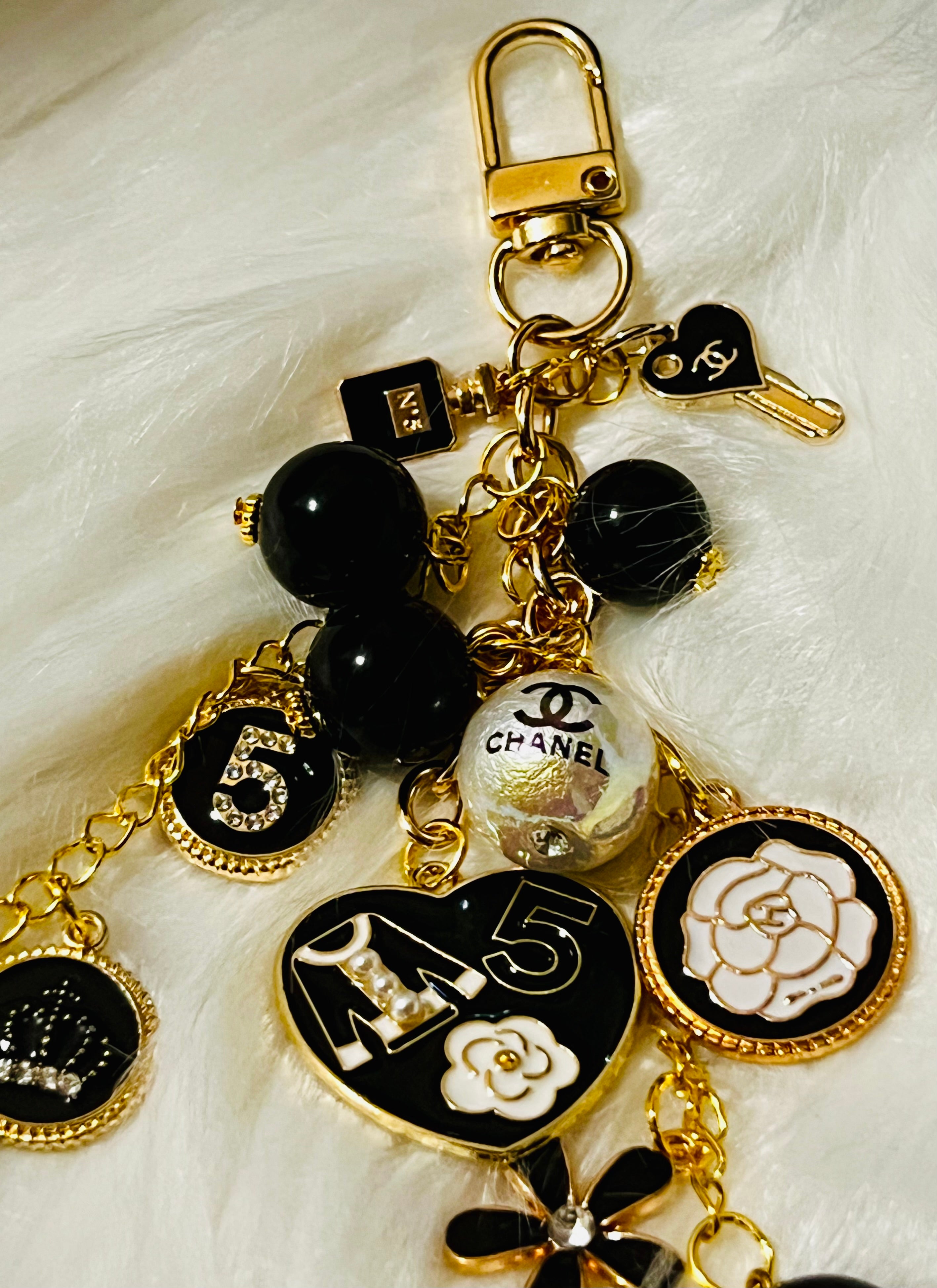 CHANEL Gold & Black Keychain Bag Charm