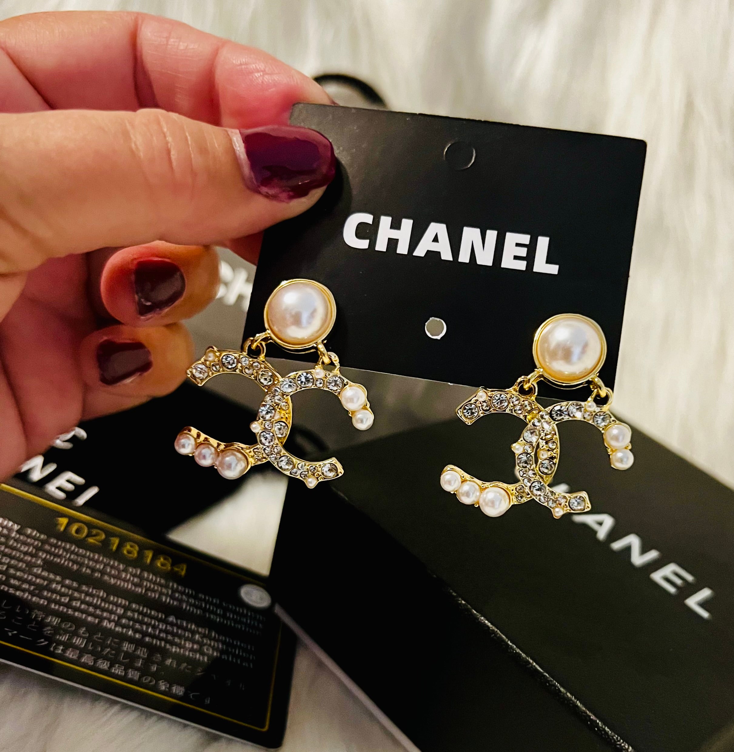 CHANEL Gold with Pearl & Crystal Accent Earrings