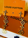 LV Logo + Design Gold Earrings