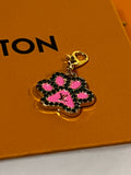 Louis Vuitton Paw Print Charm Gold & Pink with Black Rhinestones