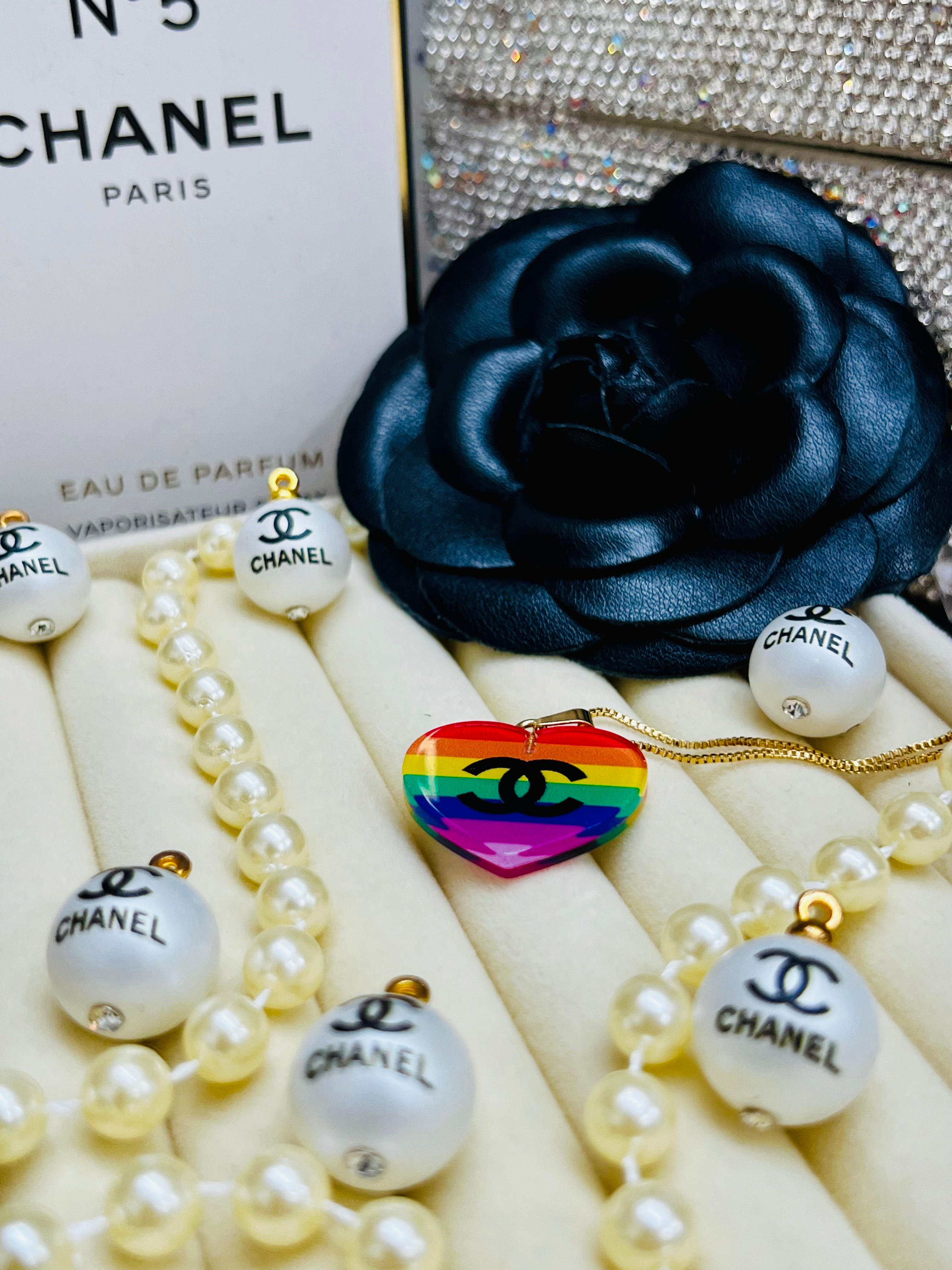 CHANEL Rainbow Heart Pendant Necklace