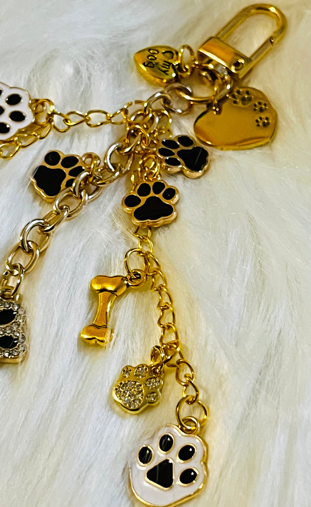 LV Black & Gold Paw Print Charm Keychain 🐾