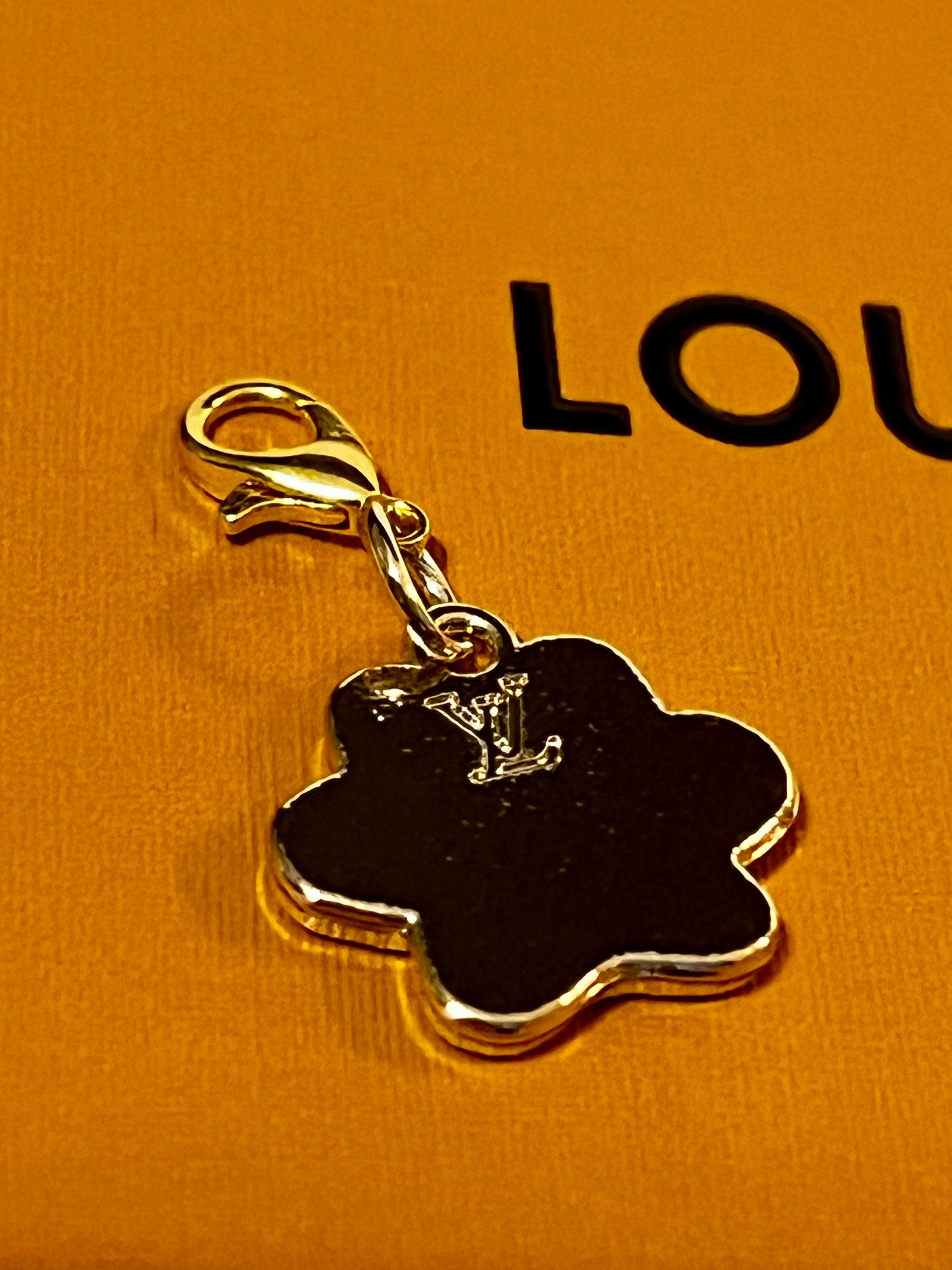 Louis Vuitton Paw Print Charm Gold & Black with Rhinestones