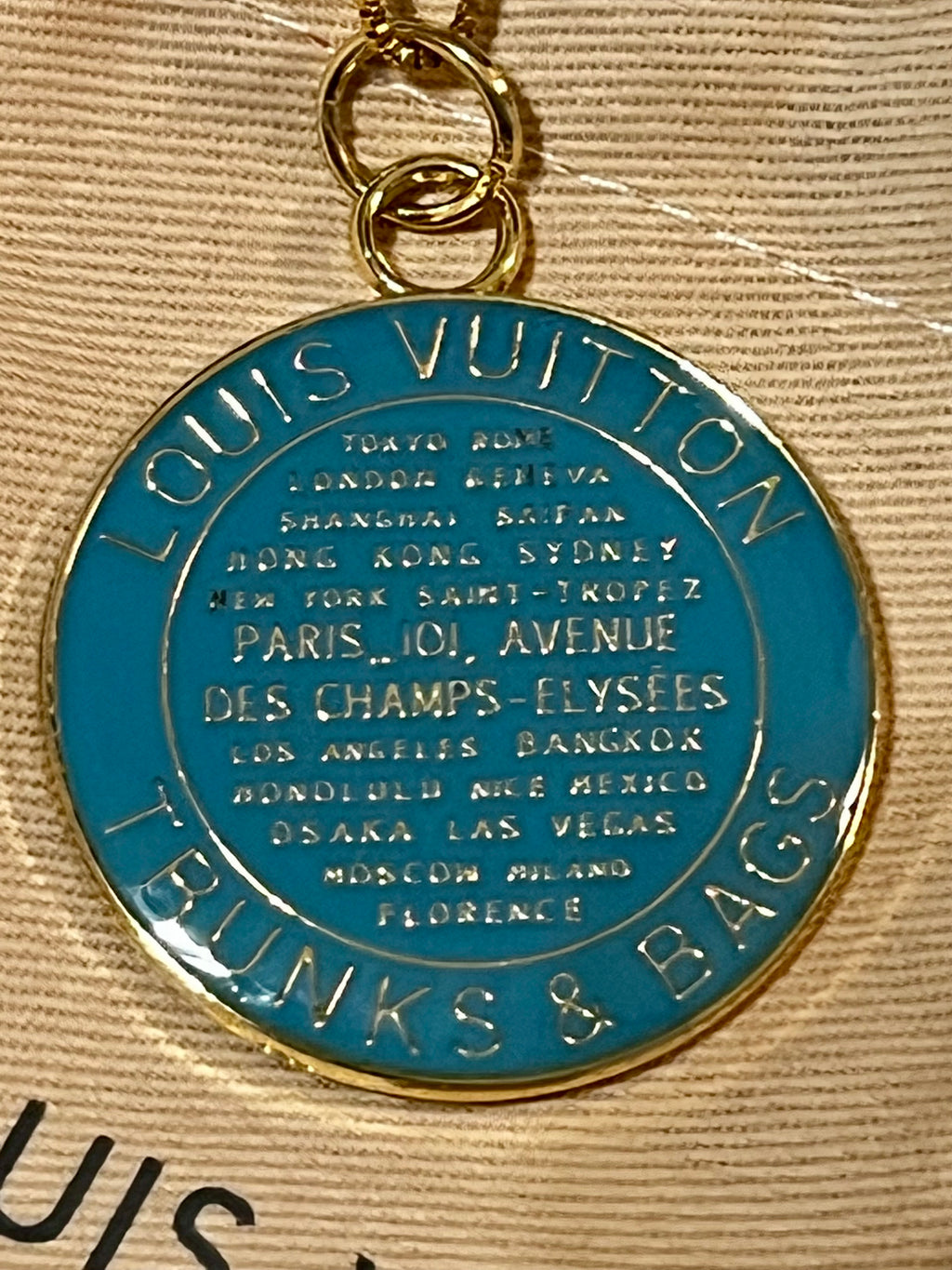 LOUIS VUITTON Trunks & Bags Iconic Teal Pendant Box Chain Necklace