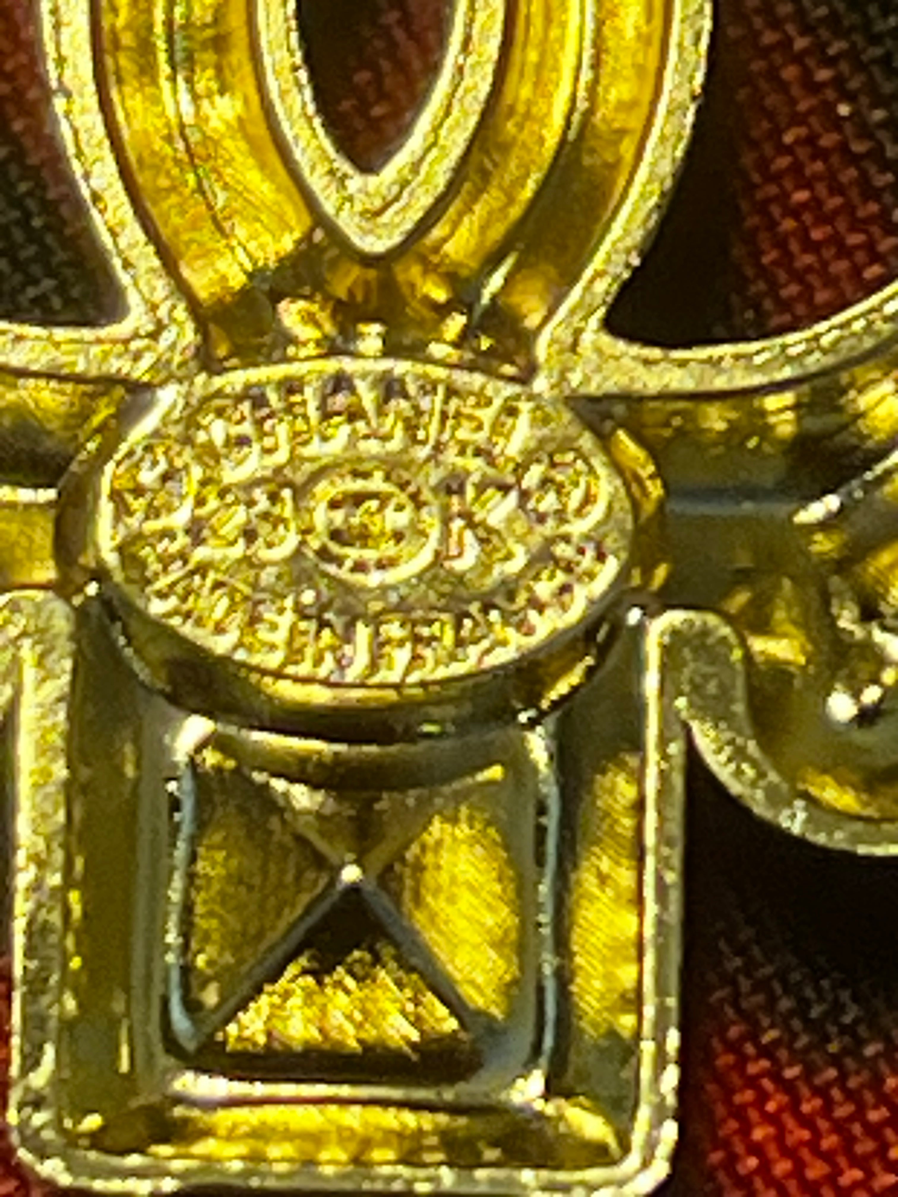 CHANEL Unique Cross Shaped Gold Crystal Brooch S