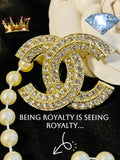 CHANEL Gold with Rhinestone Brooch